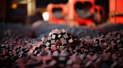 Industrial Processing Plant Teeming with Iron Ore Pellets for Manufacturing