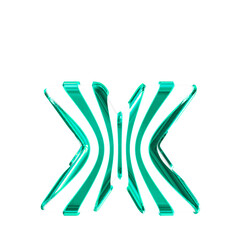 White symbol with turquoise thin vertical straps. letter x