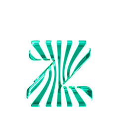 White symbol with turquoise thin vertical straps. letter z