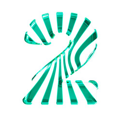 White symbol with turquoise thin vertical straps. number 2