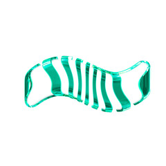 White symbol with turquoise thin vertical straps