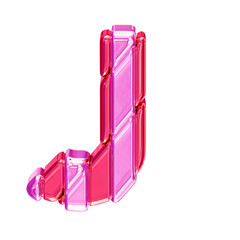 Pink symbol with straps. top view. letter j