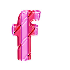 Pink symbol with straps. top view. letter f