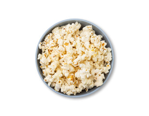 Popcorns in a bowl isolated over white background