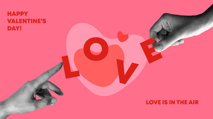 Valentine's Day! Vector cute illustrations of hands holding love letters. Drawings for postcard, card, congratulations, banner and web pages.	