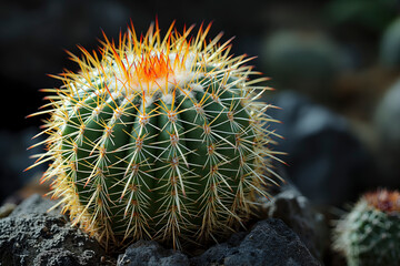 A Close-Up of a Cactus on a Rock