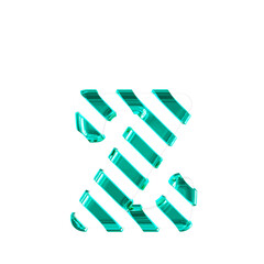 White symbol with thin turquoise diagonal straps. letter z