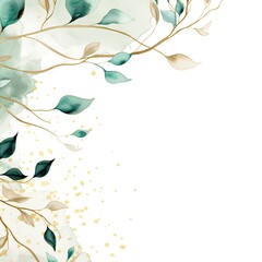 Elegant Watercolor Leaves with Golden Specks
