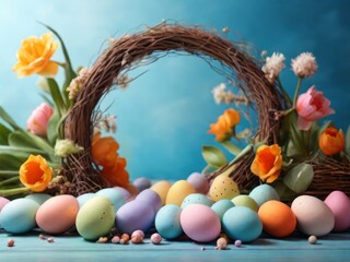 Fototapeta na wymiar Beautiful Easter decoration with a floral pattern