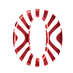 White symbol with red thin straps. letter o