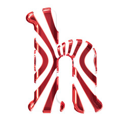 White symbol with red thin straps. letter h