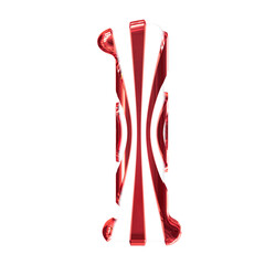 White symbol with red thin straps. letter l