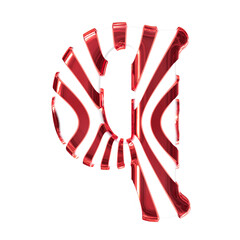 White symbol with red thin straps. letter q