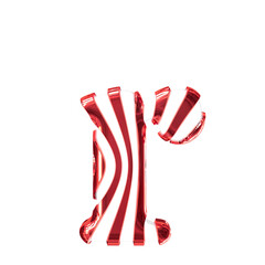 White symbol with red thin straps. letter r