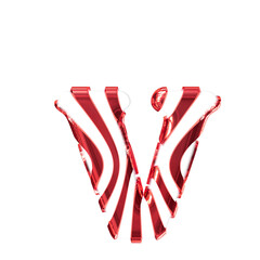 White symbol with red thin straps. letter v