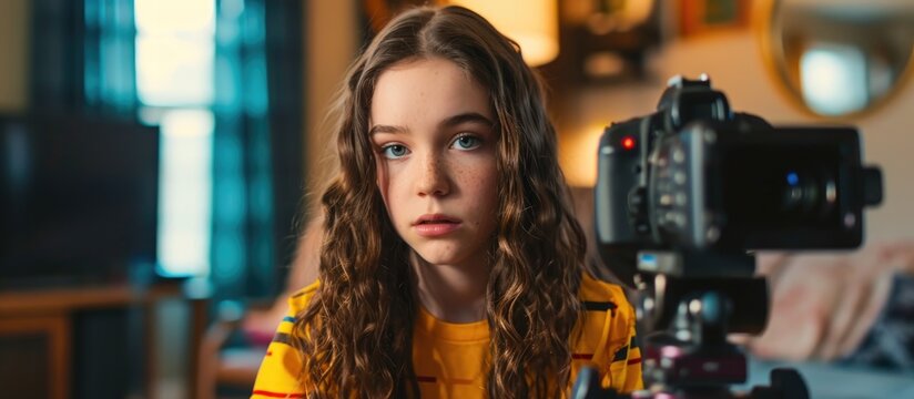 Teenage girl vlogging her fresh daily video blog