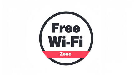Black and white Wi-Fi symbol. Free Wi-fi zone icon on white background. Free internet access sign, minimalist design. Monochrome Wi-Fi logo. Dual toned wireless zone marker. Classic Wi-Fi emblem - obrazy, fototapety, plakaty