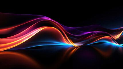 Dynamic Neon Energy Patterns on Black: Dark Mode Wallpaper, Ideal for Tech and Futuristic Designs