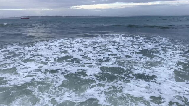 Waves in the ocean, panoramic view 