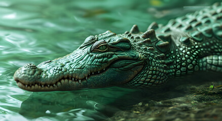 Fototapeta premium Calm Waters: Close-Up of an Alligator at Rest