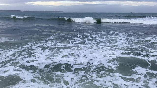 Waves in the ocean, panoramic view