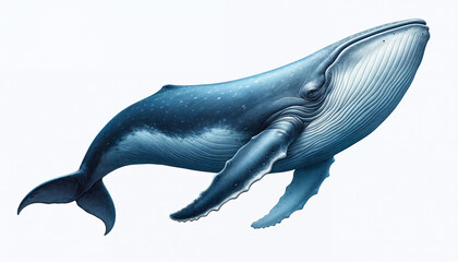 AI generated illustration of a large whaleIsolated on a white background.