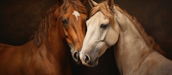 Horses in a friendly embrace.