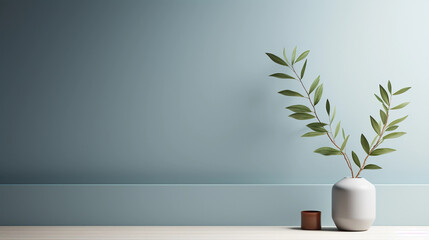 Serene Scandinavian Minimalism White Vase with Lush Green Plant