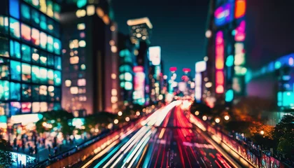 Fotobehang Blurry City Lights at Night © CreativeStock