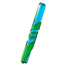 Blue symbol with green horizontal thin straps