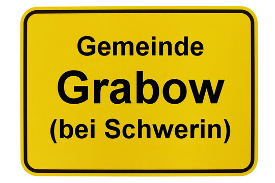 Illustration eines Ortsschildes der Gemeinde Grabow (bei Schwerin) in Mecklenburg-Vorpommern