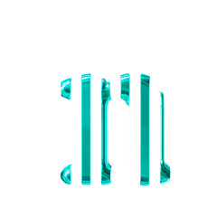 White symbol with thin turquoise vertical straps. letter n