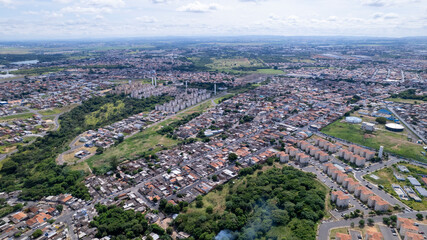 Aerial view of the city of Hortolândia and Sumaré, in São Paulo, Brazil.