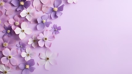 Beautiful spring flowers on violet background, Mother's Day background