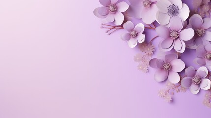 Fototapeta premium Beautiful spring flowers on violet background, Mother's Day background