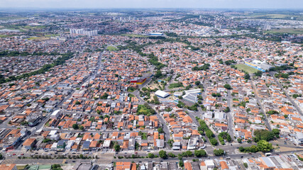 Aerial view of the city of Hortolândia and Sumaré, in São Paulo, Brazil.