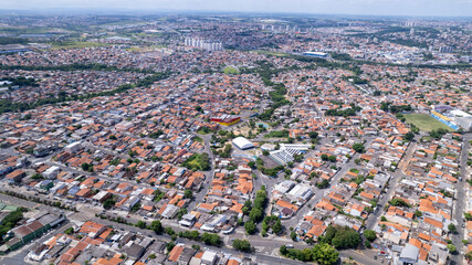 Aerial view of the city of Hortolândia and Sumaré, in São Paulo, Brazil.
