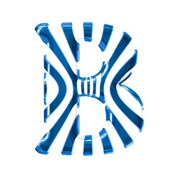 White symbol with blue thin straps. letter b