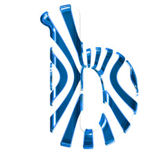 White symbol with blue thin straps. letter b