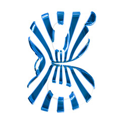 White symbol with blue thin straps. letter g