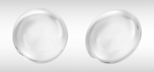 white transparent bubble cosmetic liquid  set vector illustration - obrazy, fototapety, plakaty