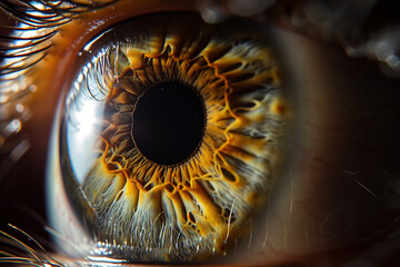 Close-up of a human eye showing detailed iris patterns
