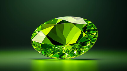 Brilliant Green Emerald on a Radiant Green Background Highlighting the Gemstone's Luminous Beauty