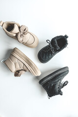 Advertising children's shoes, flat ley top view