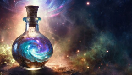 Mystic Potion Bottle Close-up Shot - obrazy, fototapety, plakaty