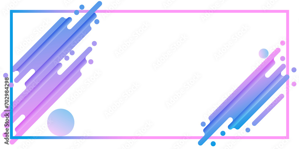 Poster frame with lilac and blue streamlined abstract shapes and dots on transparent background for covers,