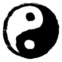 Ink grungy yin-yang sign. Symbol of harmony, Asian Zen sign. Yin-Yang energy, an oriental recognizable symbol. - obrazy, fototapety, plakaty