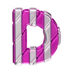 Fototapeta premium Purple symbol with silver straps. top view. letter d