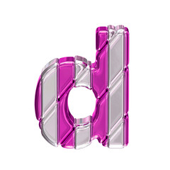 Fototapeta premium Purple symbol with silver straps. top view. letter d