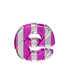 Purple symbol with silver straps. top view. letter e